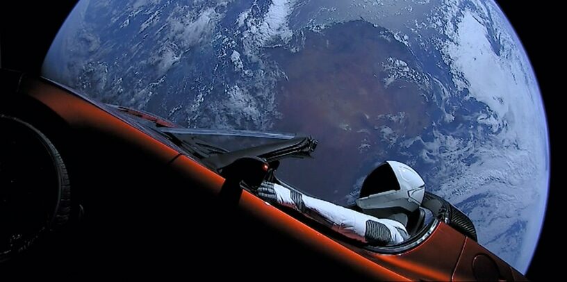 The mannequin known as "Starman", seated in the Roadster