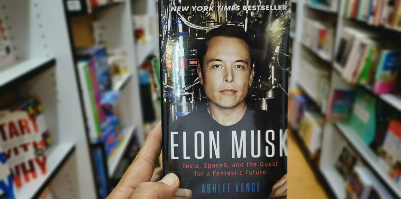 The famous Elon Musk - Tesla, Space-X book in the bookstore.